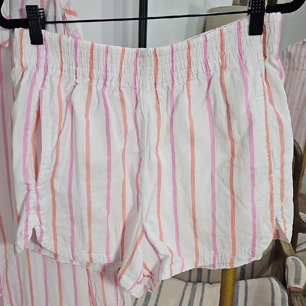 Fabletics White Pajama Set with Pink and Orange Stripes - Picture 5 of 8